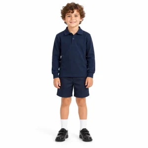 Navy Long Sleeve Polo — model view