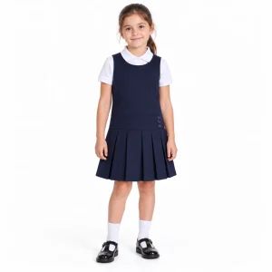Navy Pinafore Dress — model view