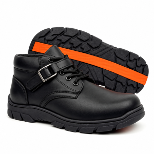 Black Buckle School Boots