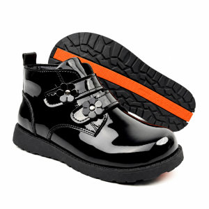 Black Patent Flower Boots
