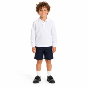 White Long Sleeve Polo — model view