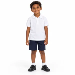 White Short Sleeve Polo — model view